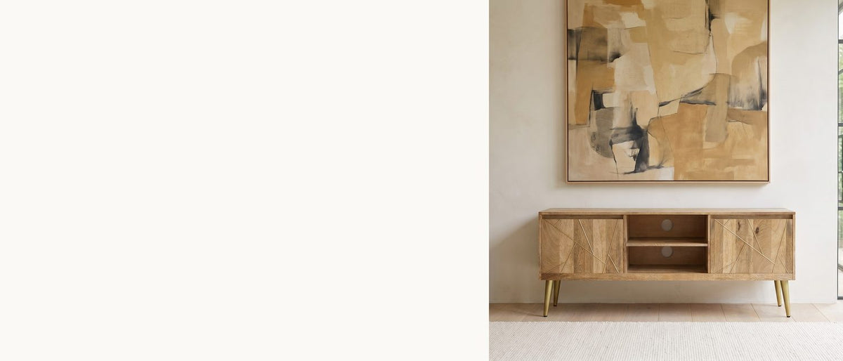 Mango wood, drawn in brass. - Monopoli Mango and Brass Media Console