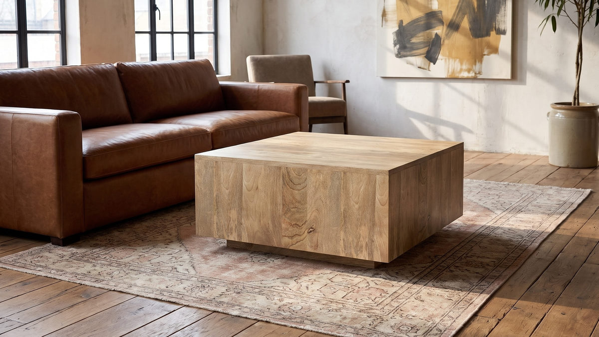 A square centre, held low. - Montecatini Square Mango Coffee Table