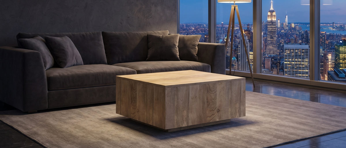 Montecatini Square Mango Coffee Table in the room