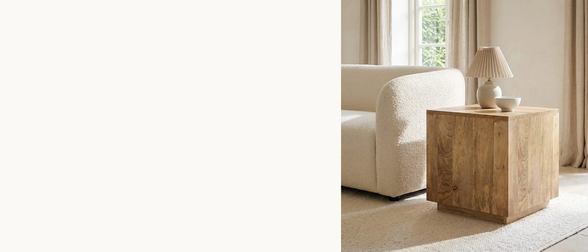 The Montecatini block, sofa-side. - Montecatini Square Mango Side Table