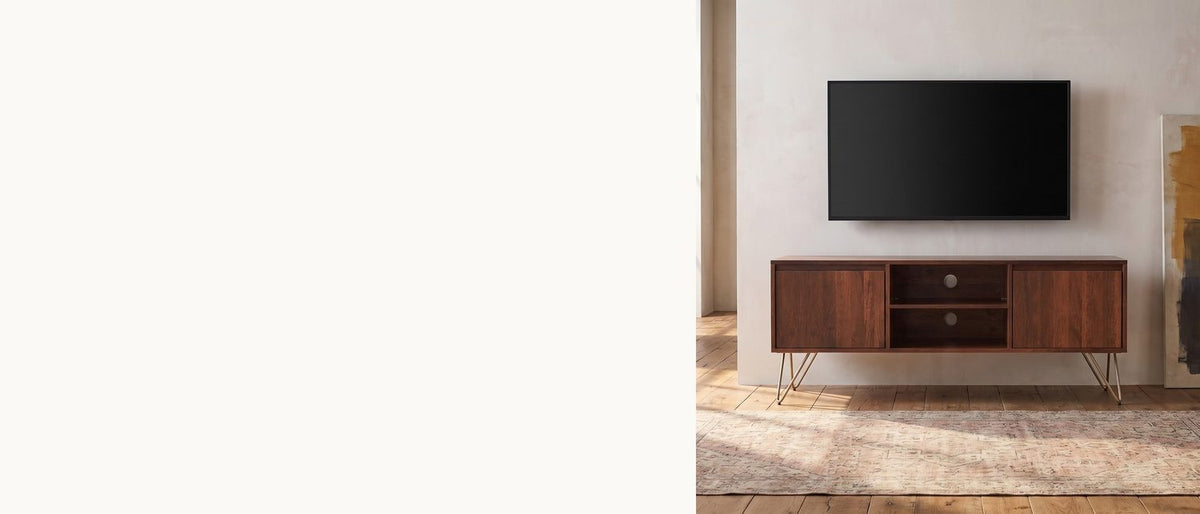 Dark mango, brass hairpins. - Montefalco Solid Mango Media Console