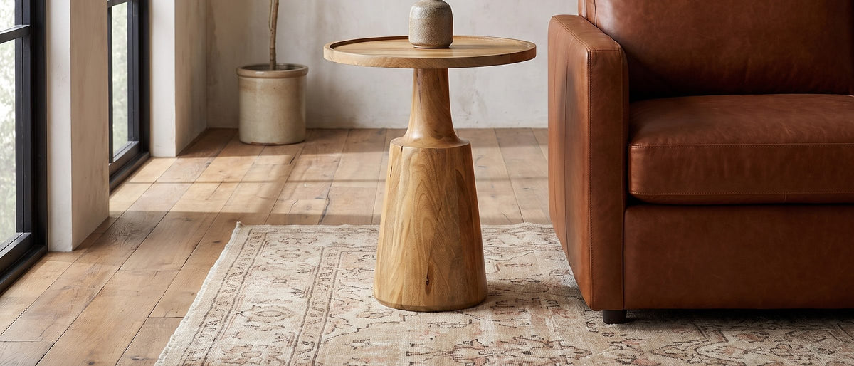 Montisi Natural Mango Pedestal Side Table in the room