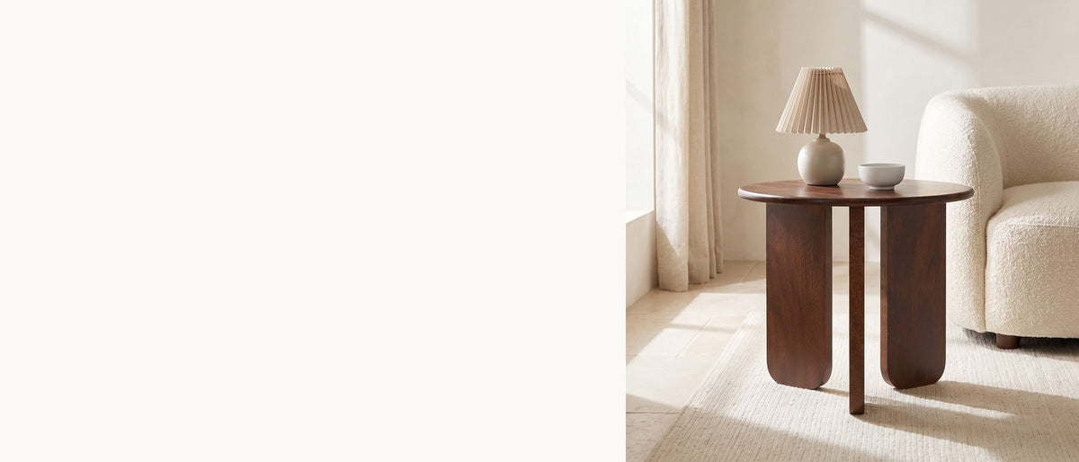 Three slabs, one round top. - Morciano Mango Wood Round Side Table