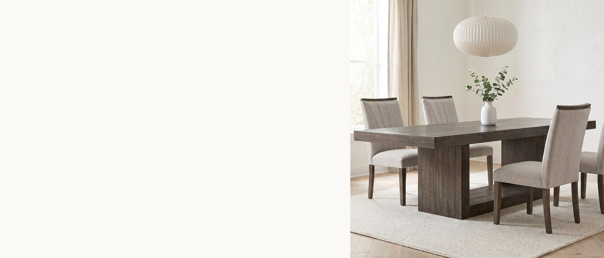 A thick top on one open box. - Mormanno 76 to 96-Inch Extending Brown Acacia Dining Set with 4 Chairs