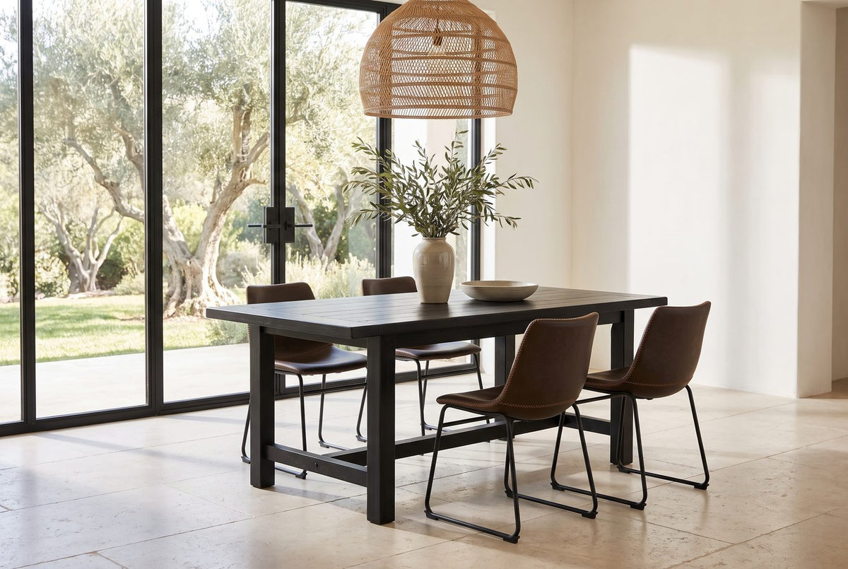 Antique black, worn brown. - Nicastro 64-Inch Antique Black Farmhouse Dining Set with 4 Chairs