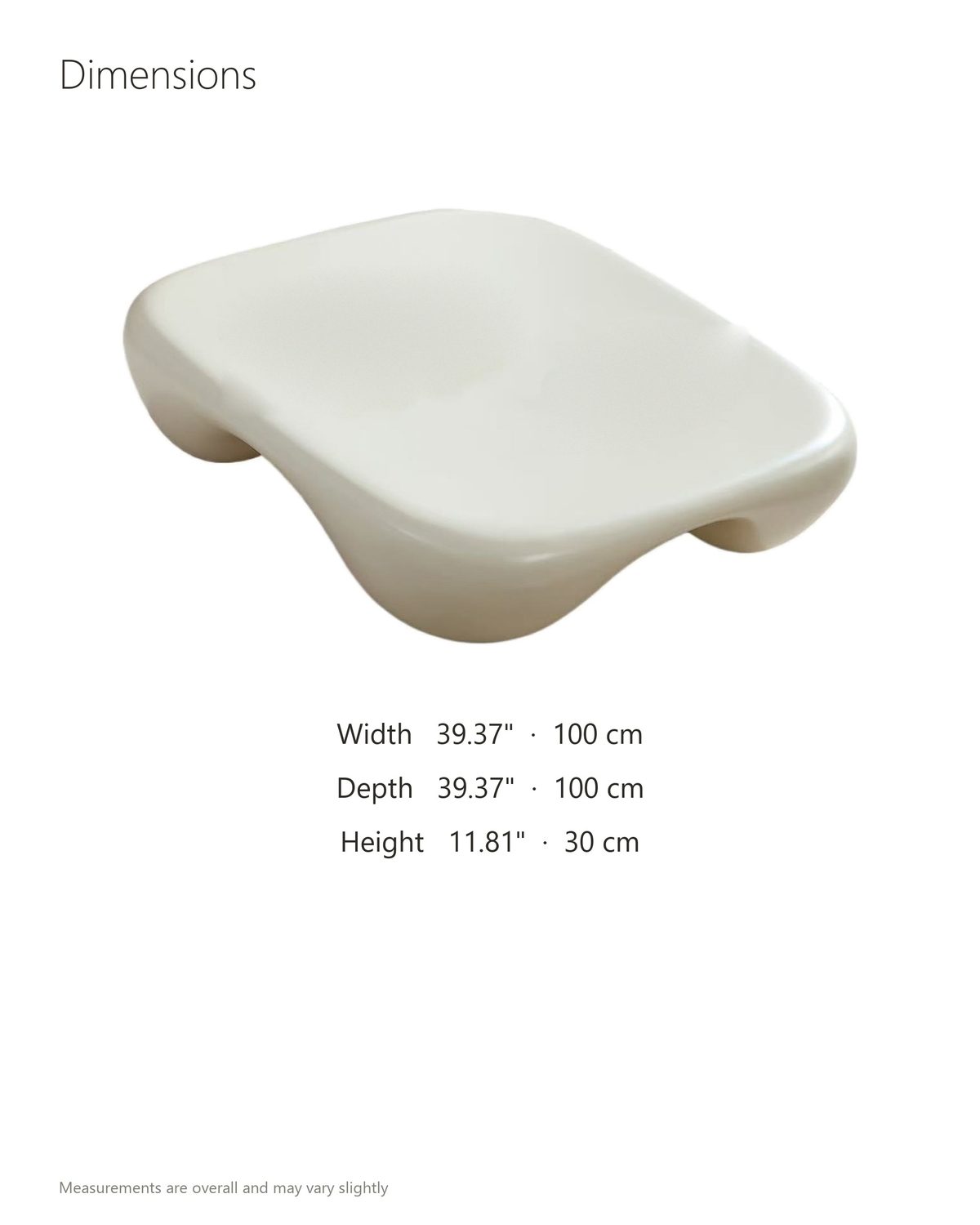 Noli White Sculpted Fiberglass Coffee Table dimensions: 39.37 in wide, 39.37 in deep, 11.81 in high