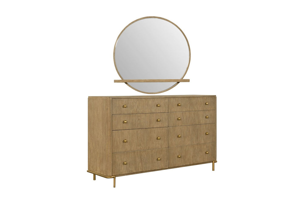 Dresser and round mirror