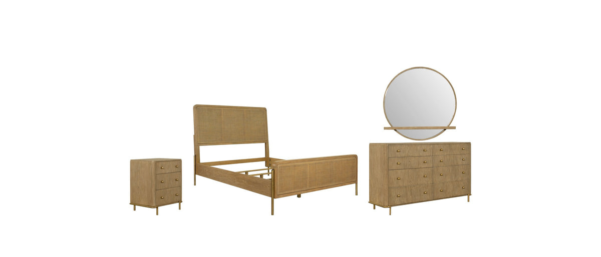 Numana Sand Wash and Natural Cane Bedroom Set: Everything in the 4-Piece Set.