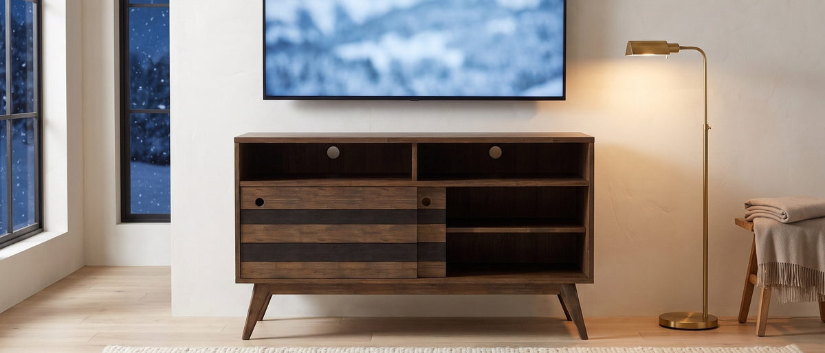 Movie night, upgraded. - Offida Two-Tone Acacia Media Console