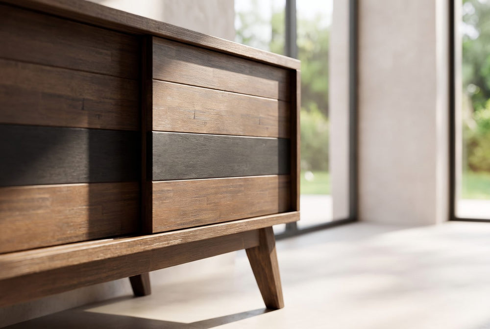 Solid acacia, hand-finished