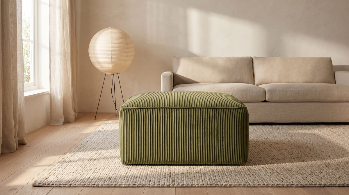 Orvieto Corduroy Cocktail Ottoman in the room