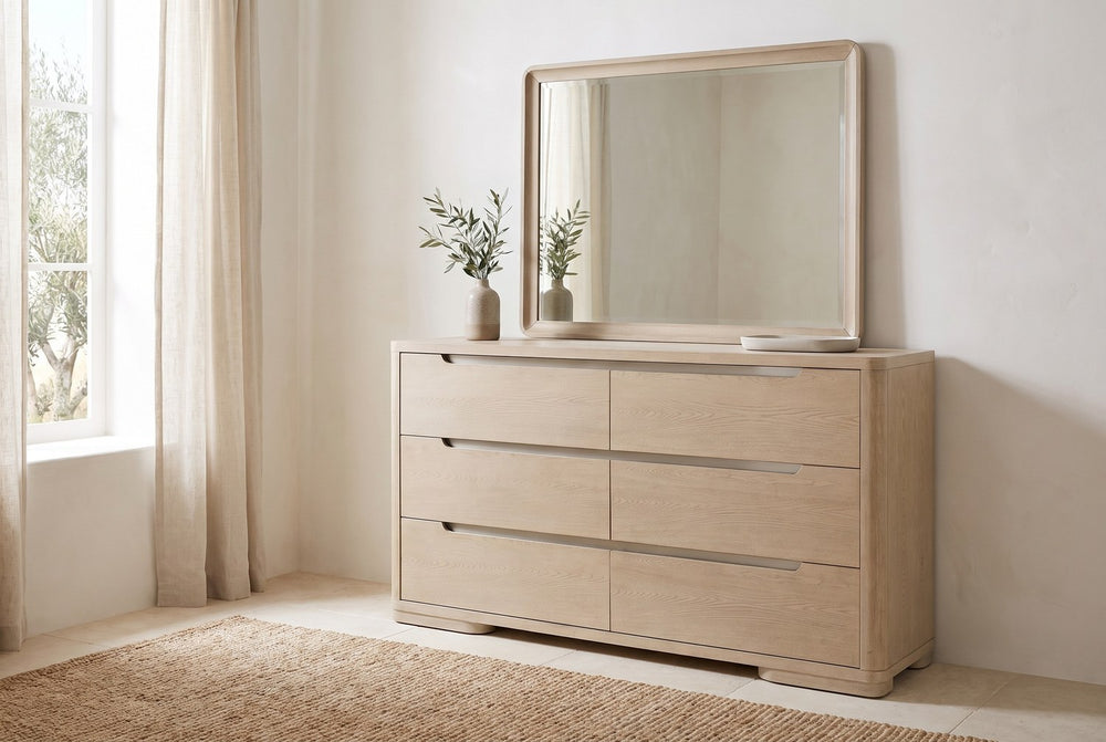 Six drawers, one wide mirror