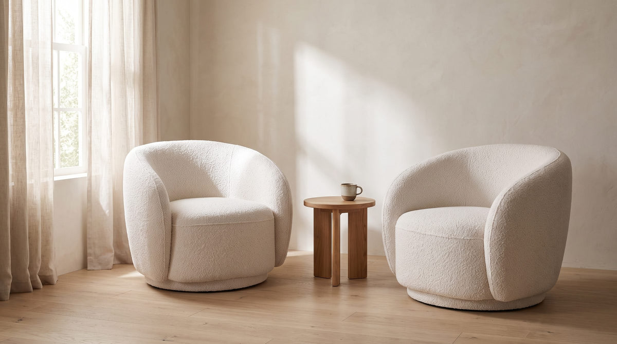 Texture next to leather. - Ostuni Boucle Swivel Chair