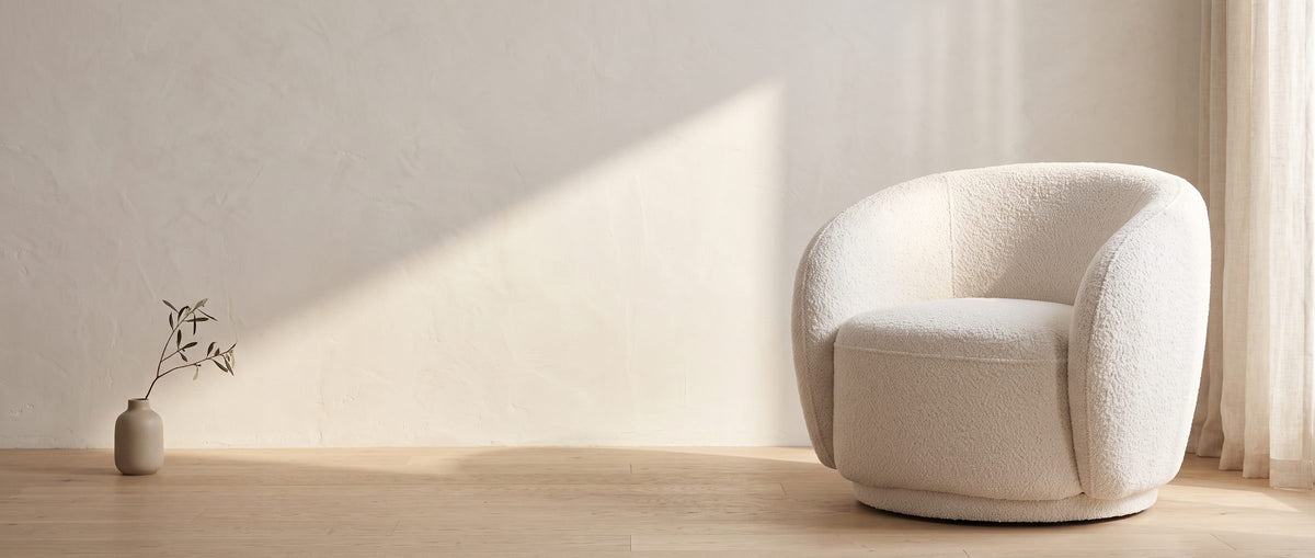 Soft edges, all the way around. - Ostuni Boucle Swivel Chair