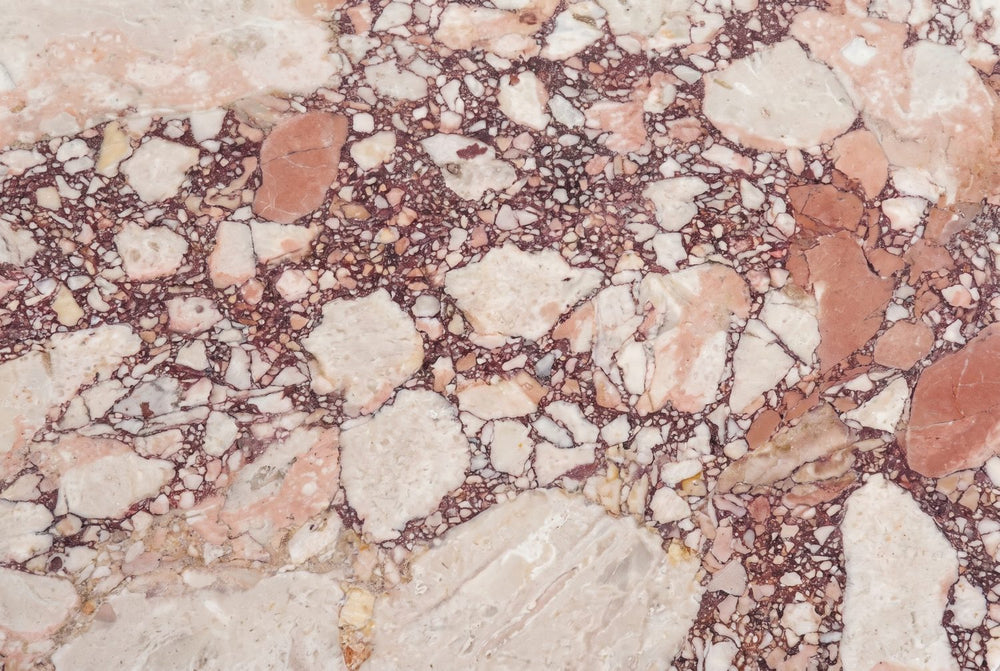 Blush pink, veined in burgundy
