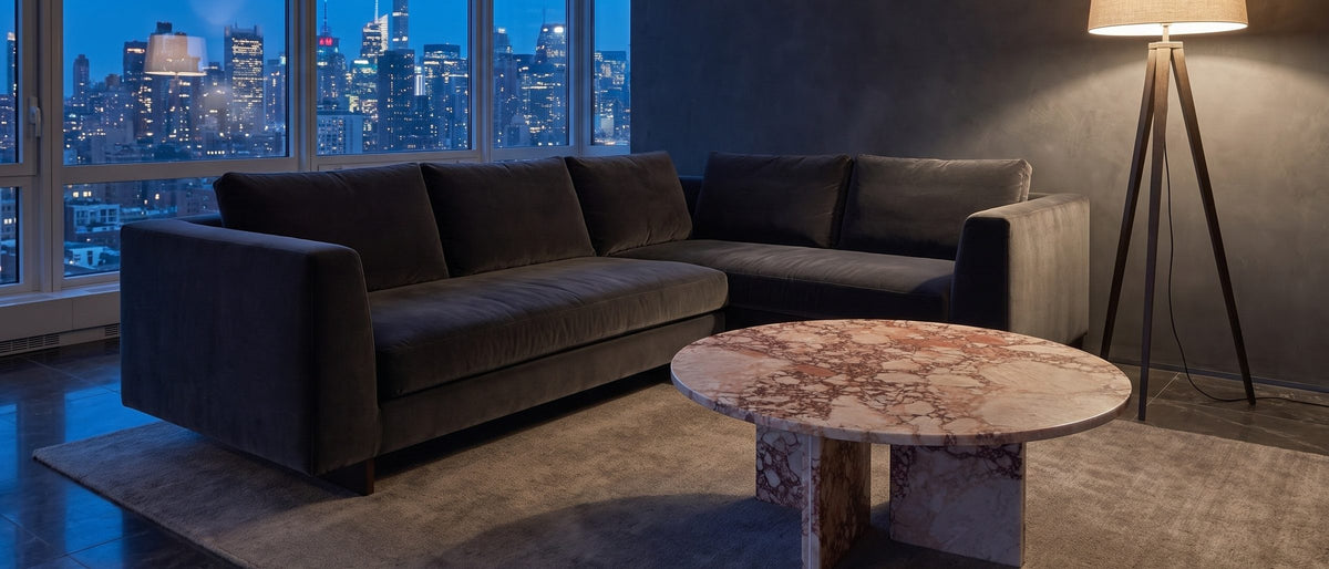 Paestum Rosa Marble Coffee Table in the room