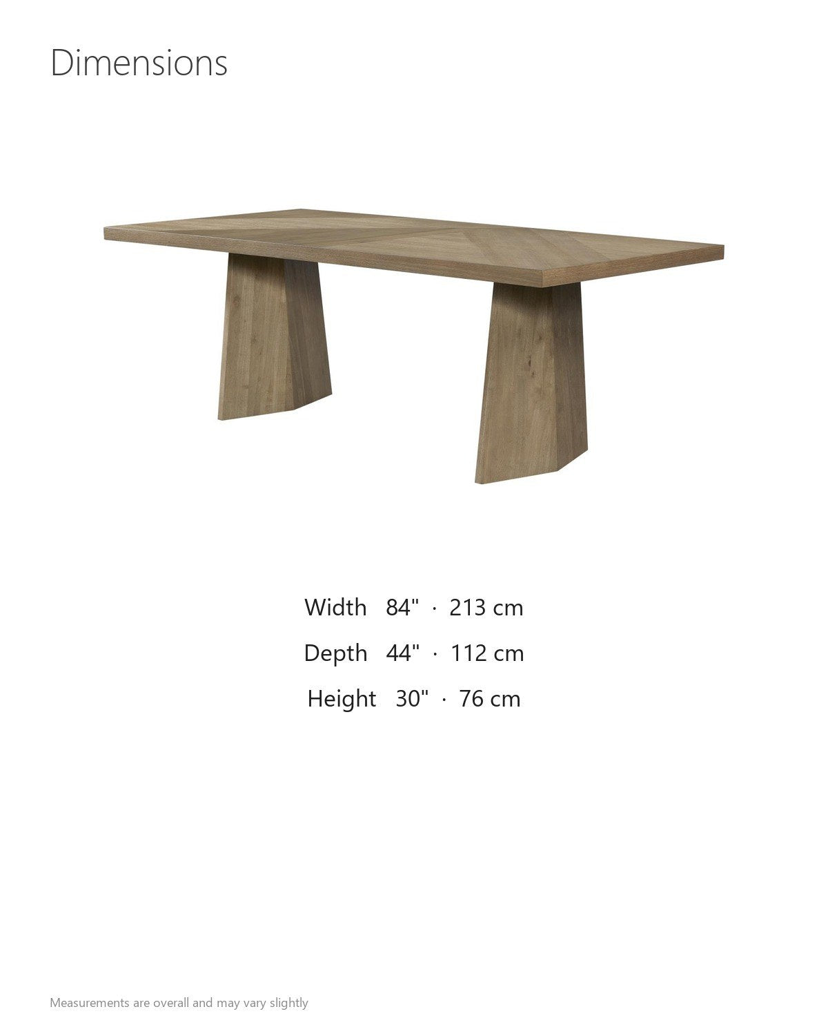 Petrizzi 84-Inch Rectangular White Oak Veneer Dining Table dimensions