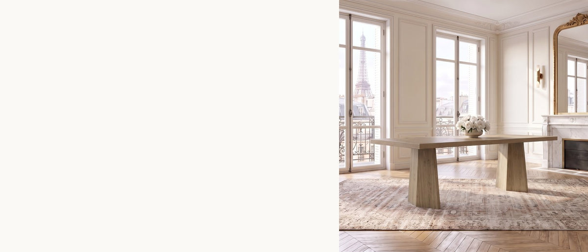 Grain that changes with the light. - Petrizzi 84-Inch Rectangular White Oak Veneer Dining Table