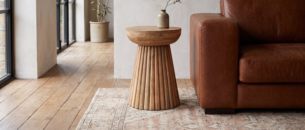 Petroio Fluted Mango Mushroom Side Table in the room