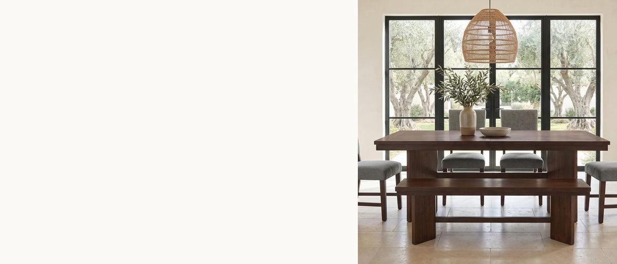 Walnut slabs, a bench to match. - Pizzo 76-Inch Walnut Veneer Extending Trestle Dining Set with Bench and 4 Chairs