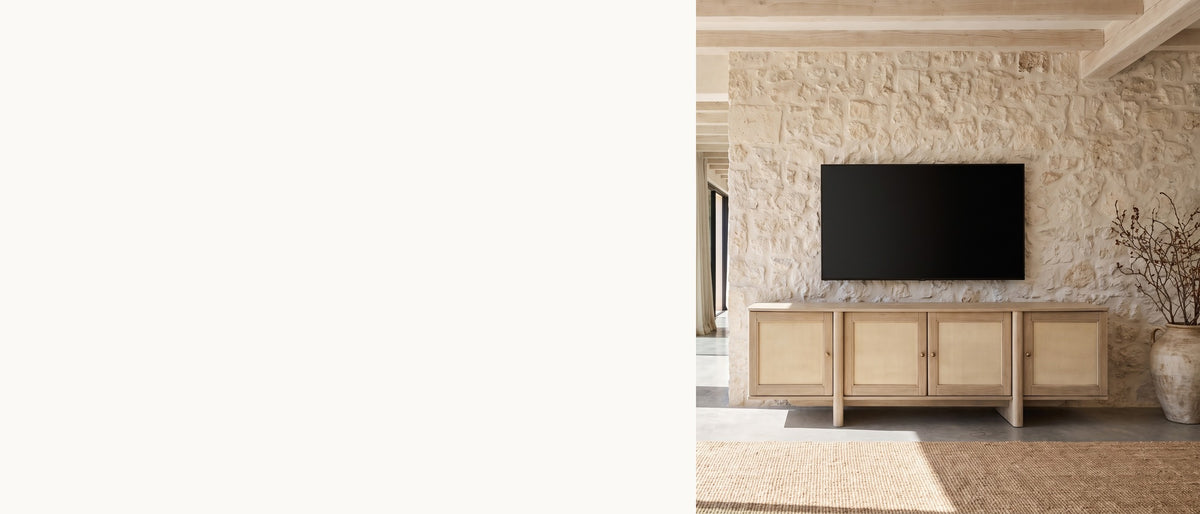 Polignano Oak and Cane Media Console A+ hero