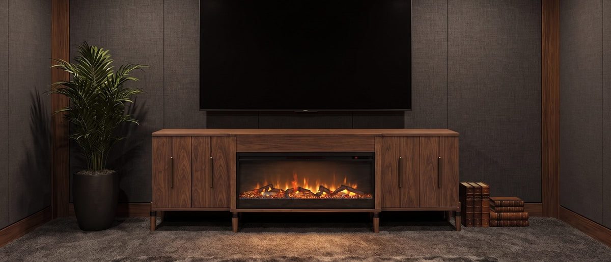 Movie night, upgraded. - Praiano Walnut Fireplace Media Console