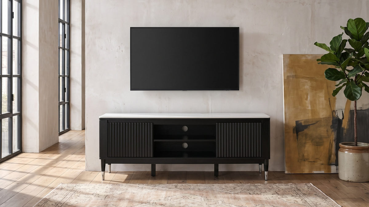 Ragusa Stone Top Media Console in the room