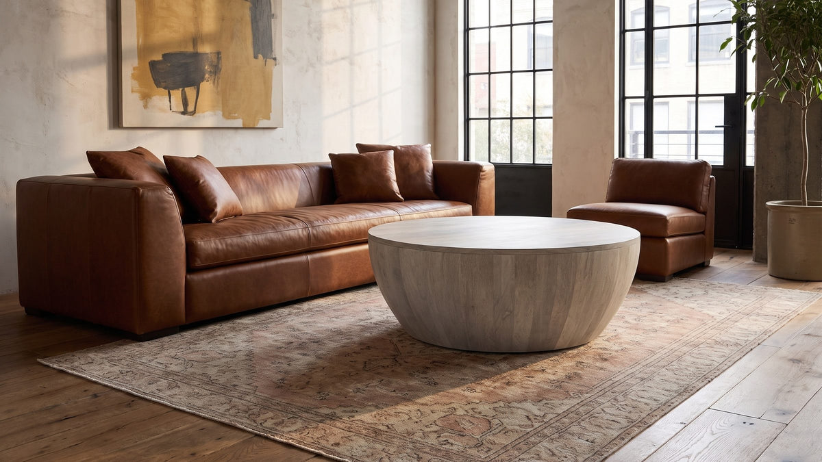 A curved centre for the room. - Rapallo Whitewashed Mango Bowl Coffee Table