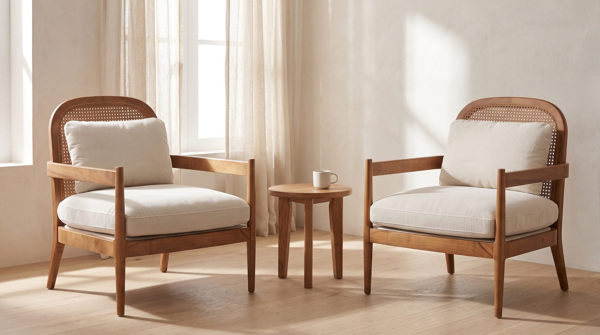 Sold as a pair. - Ravello Cane Accent Chairs, Set of 2