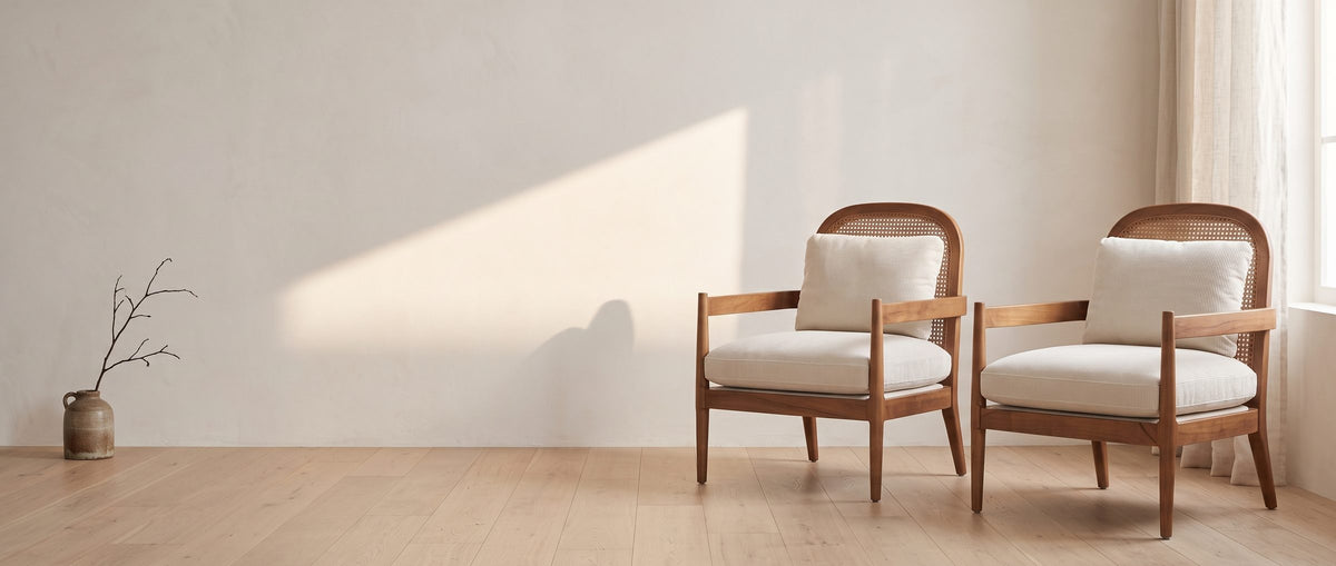 Two chairs make a room. - Ravello Cane Accent Chairs, Set of 2