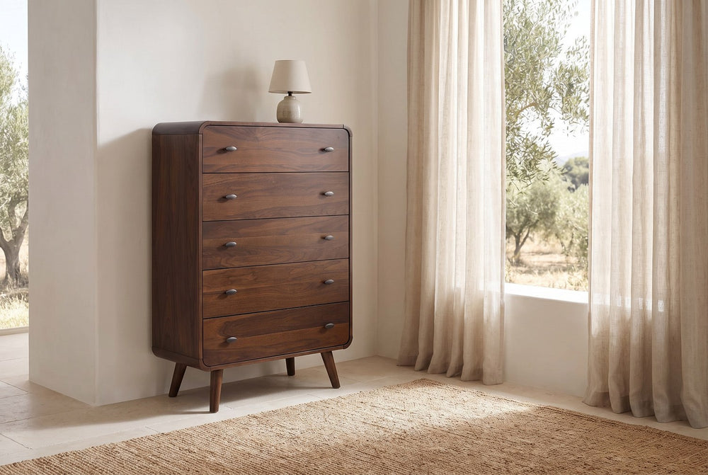 Five drawers, tall and rounded