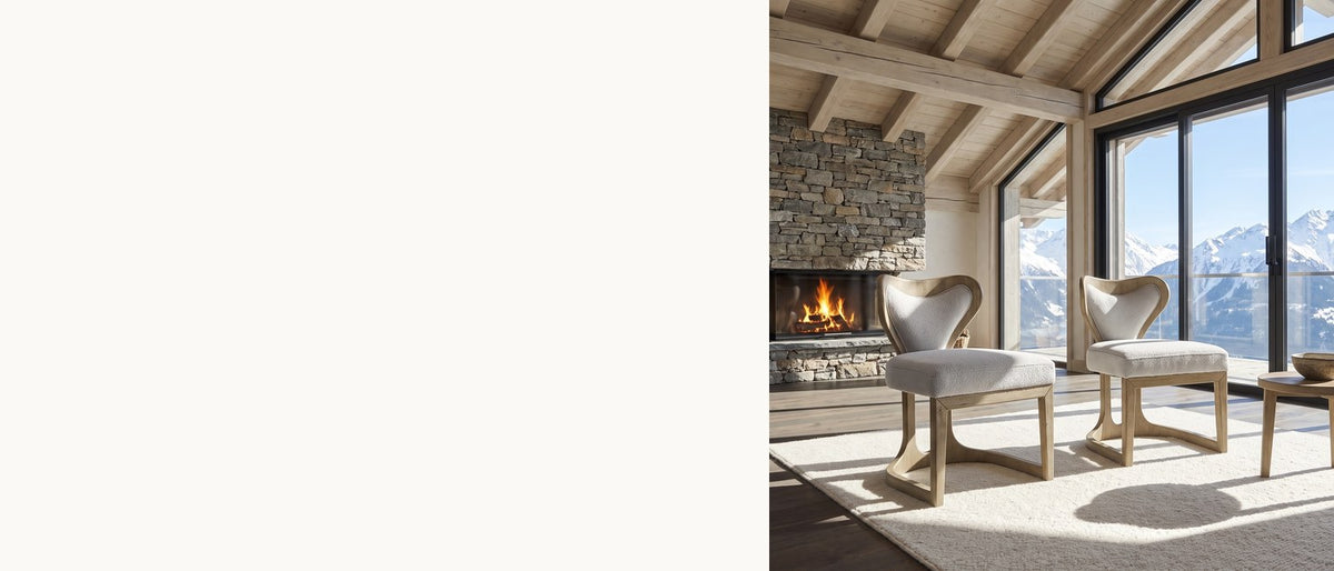 A heart in oak. - Roccella Sculpted Oak Boucle Dining Chair (Set of 2)