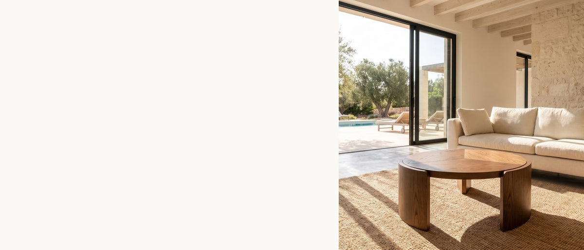Three wedges, three legs. - Rovereto Brown Ash Veneer Round Coffee Table