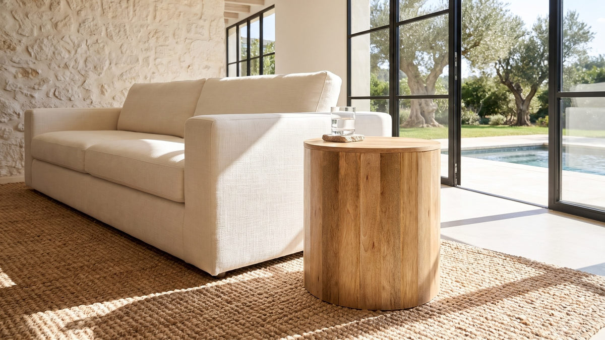 Warm wood, simple shape. - Sansepolcro Natural Mango Drum Side Table