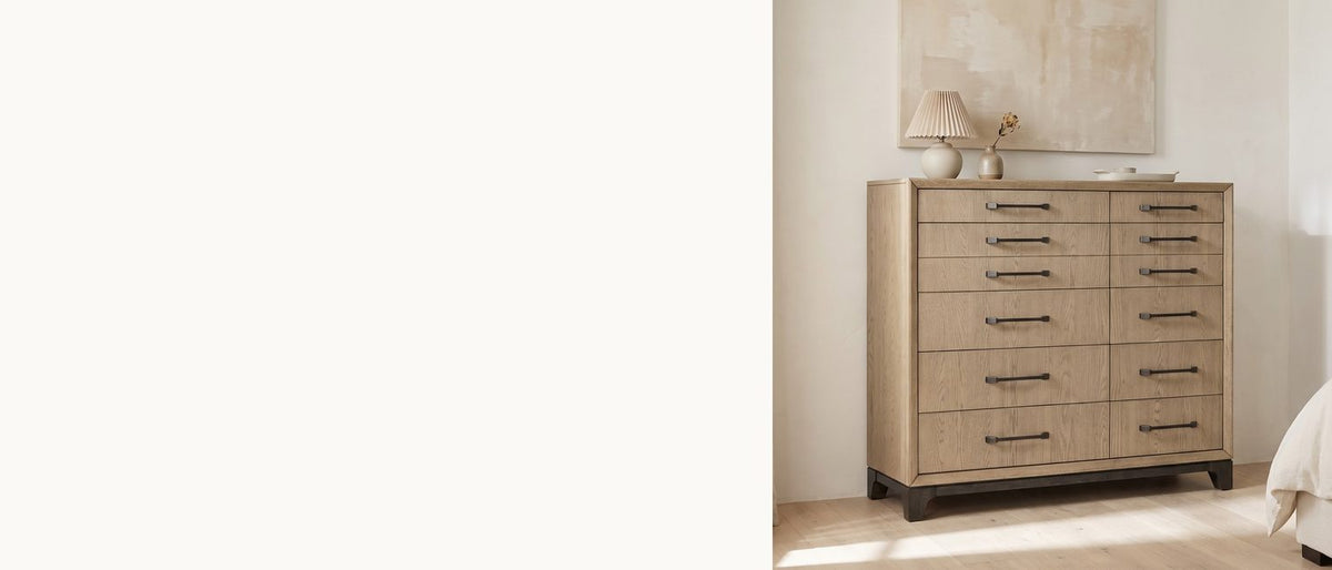 Caramel oak, on dark cocoa. - Sappada 54-Inch Caramel Oak and Cocoa 12-Drawer Chest