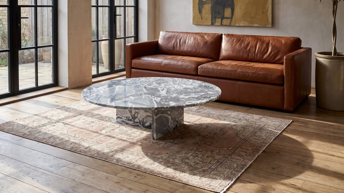 The floor, brought closer. - Saturnia Blue-Grey Marble Coffee Table