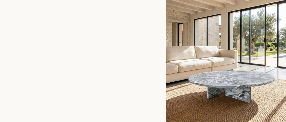 One stone, no seams. - Saturnia Blue-Grey Marble Coffee Table