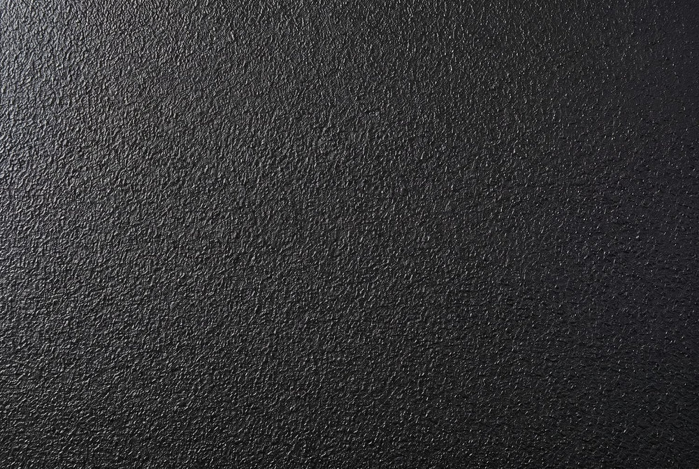 A pebbled black finish