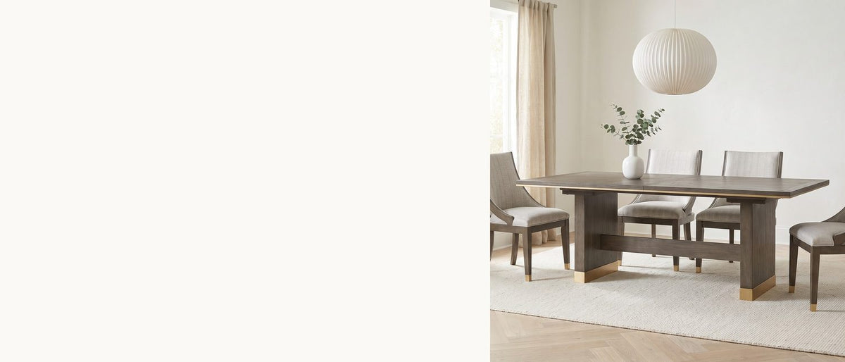 A sunburst trimmed in gold. - Scilla 75.5 to 95.5-Inch Sunburst Oak Extending Dining Set with 4 Armchairs