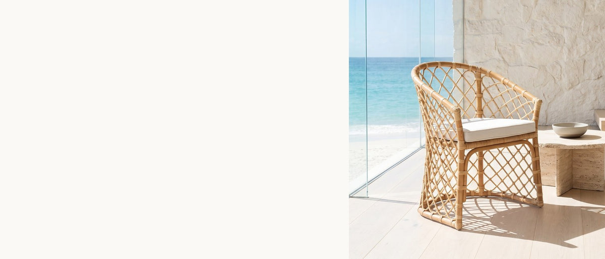 A chair you see through. - Sersale Natural Rattan Barrel-Back Dining Chair