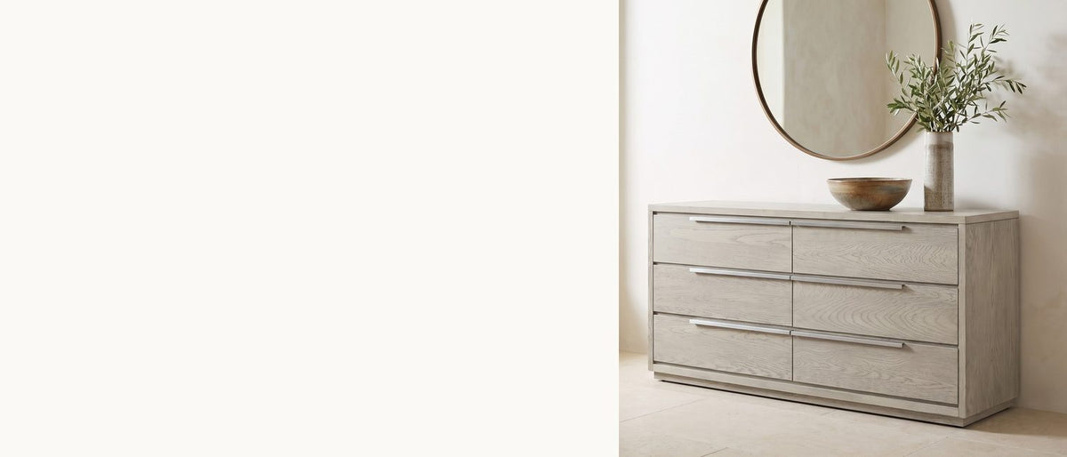Gray oak, three clean lines. - Sesto 63-Inch Gray Oak 6-Drawer Dresser