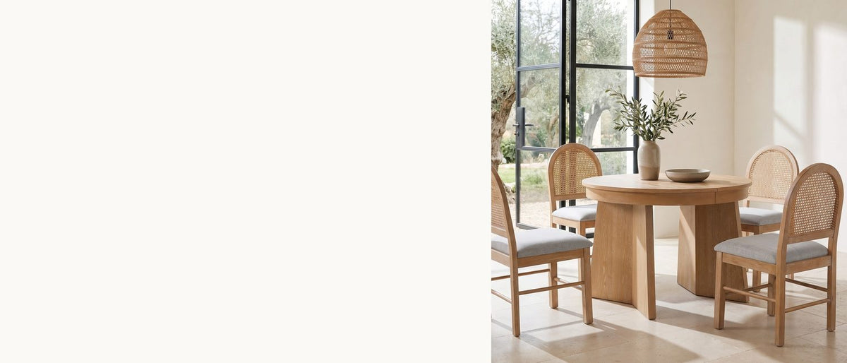 Round for four, oval for six. - Siderno 42-Inch Extending Round Dining Set with 4 Chairs