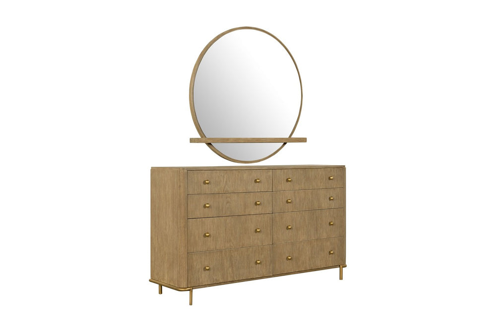 Dresser and round mirror