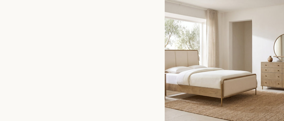 Cream, sand, and soft brass. - Sirolo Sand Wash and Cream Upholstered Bedroom Set