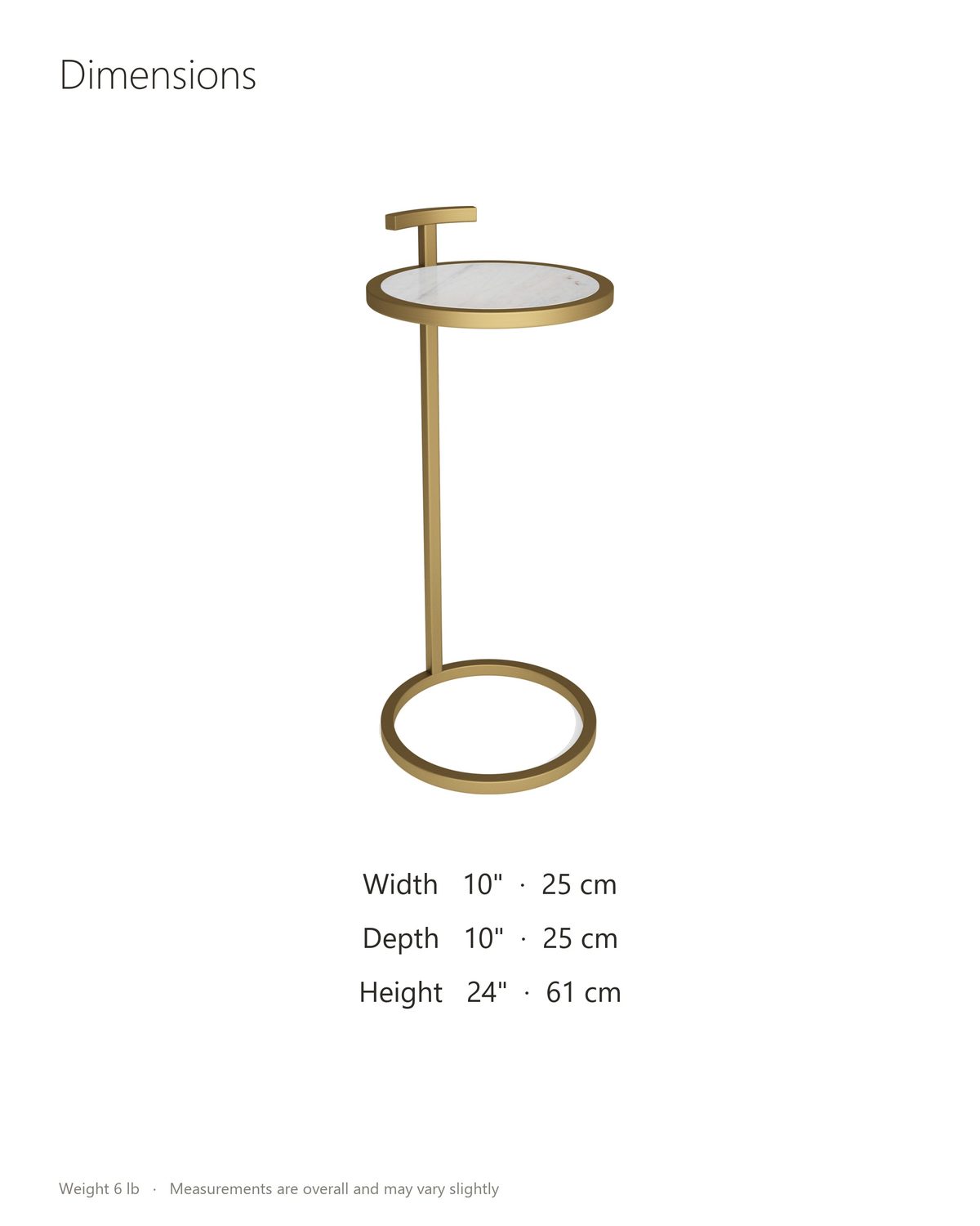 Soleto White Marble Ring-Base Side Table dimensions: 10 in wide, 10 in deep, 24 in high