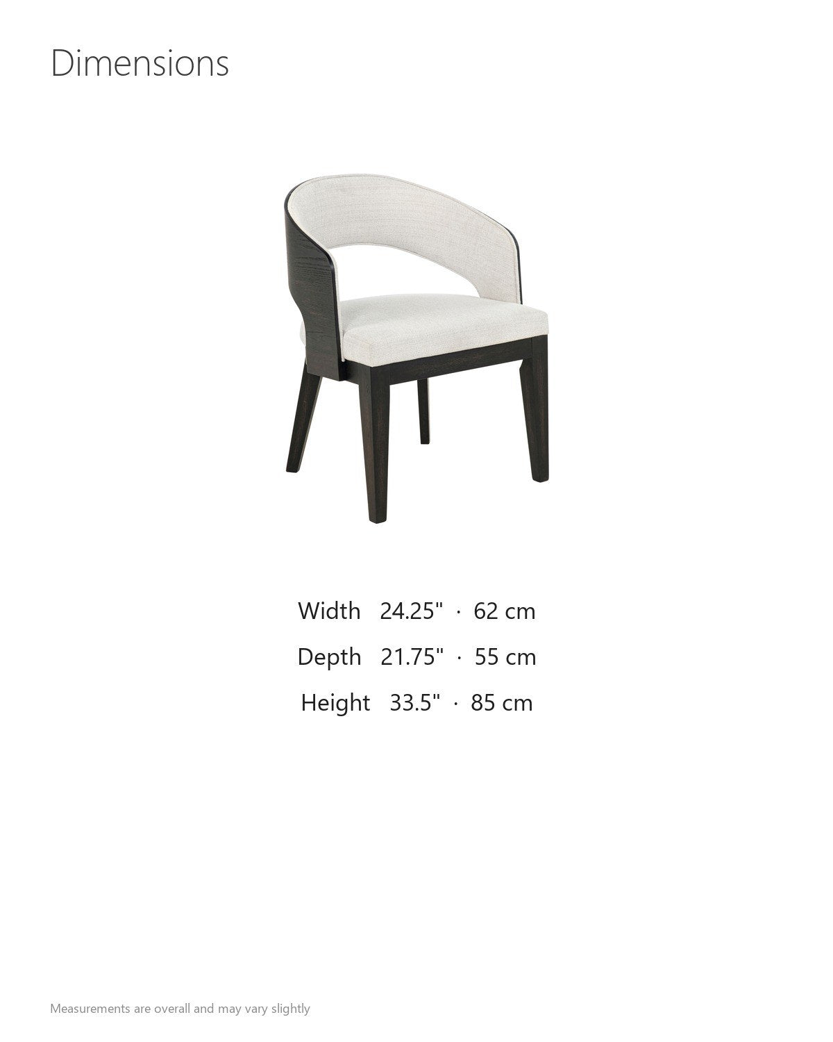 Soriano Open-Back Upholstered Wood Dining Arm Chair (Set of 2) dimensions