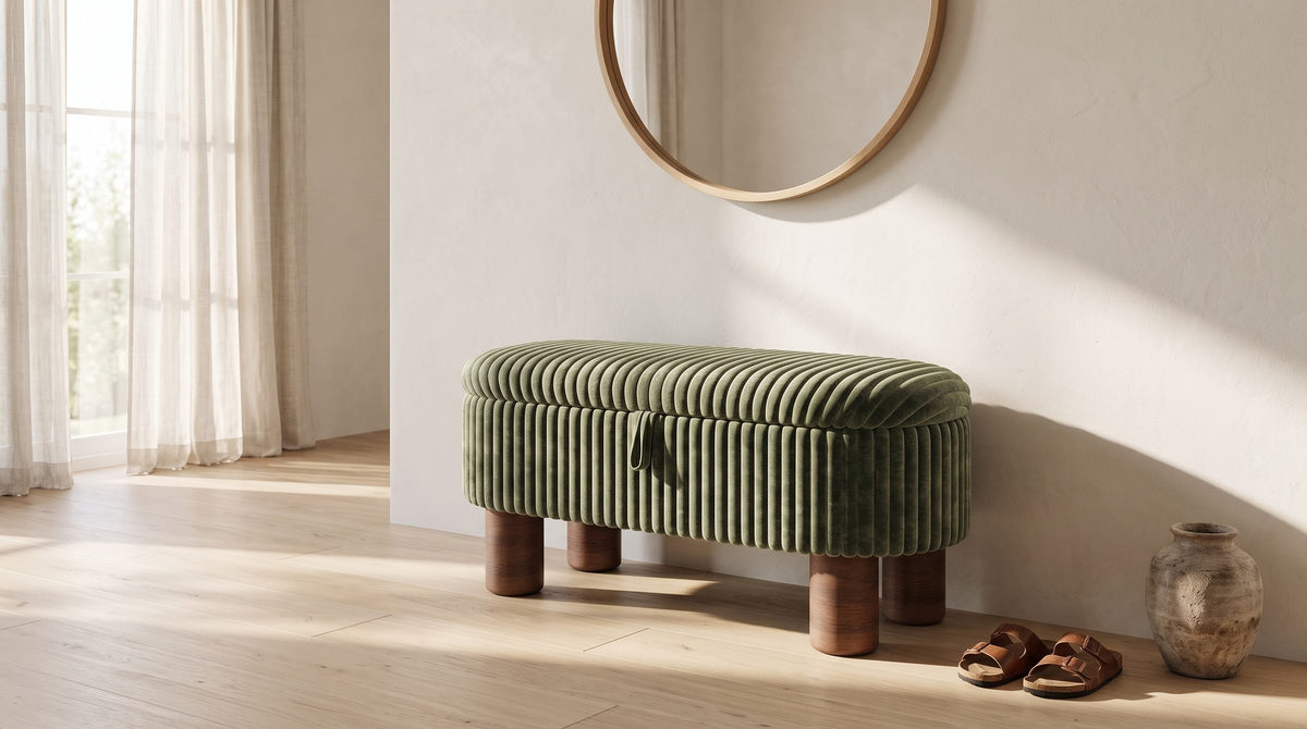 Somewhere for everything by the door. - Sorrento Storage Bench