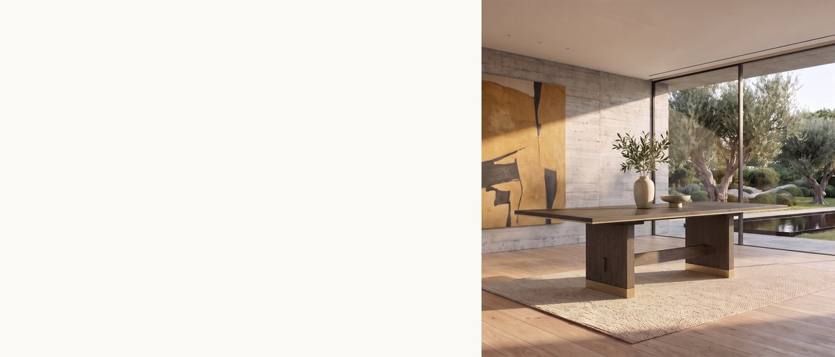 Dark oak, a little gold. - Soverato 75.5-95.5-Inch Extendable Rectangular Sunburst Oak Veneer Dining Table