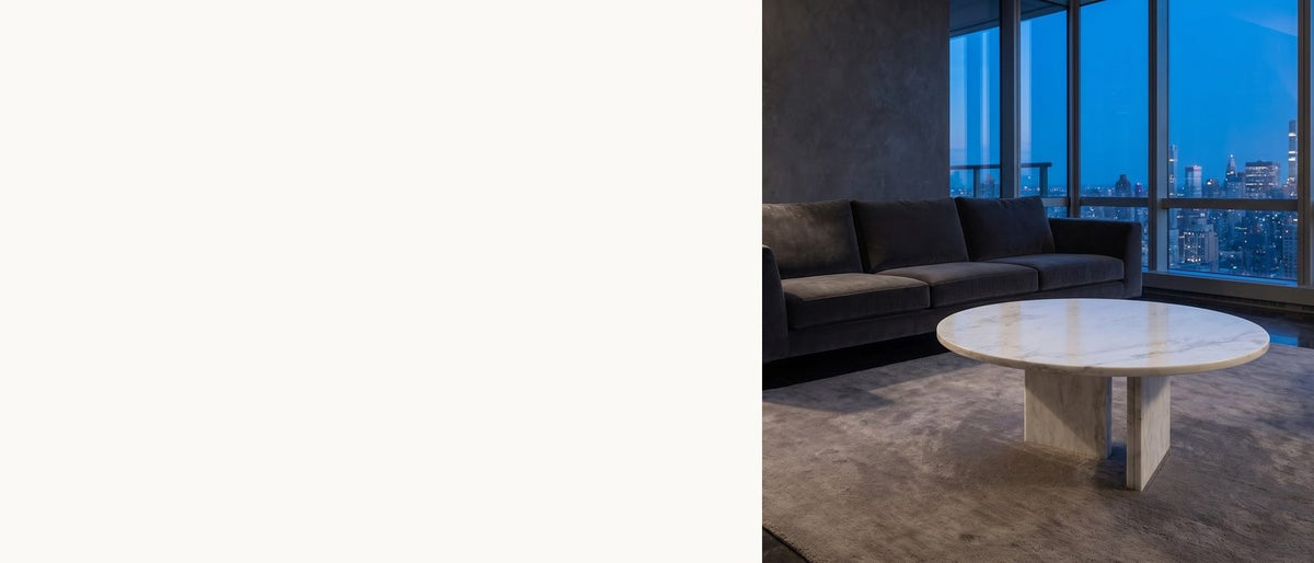 White stone, softly polished. - Stintino White Marble Coffee Table