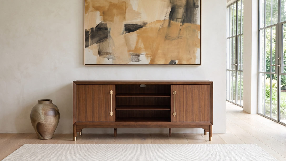 Stresa Walnut Media Console in the room
